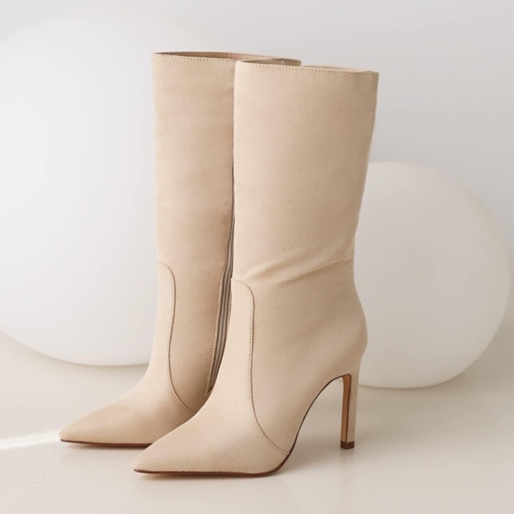 Elegant Cream Heeled Boots
